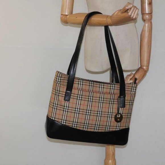 BURBERRY Nova Check Shoulder Bag Canvas Beige Gold - Picture 14 of 16